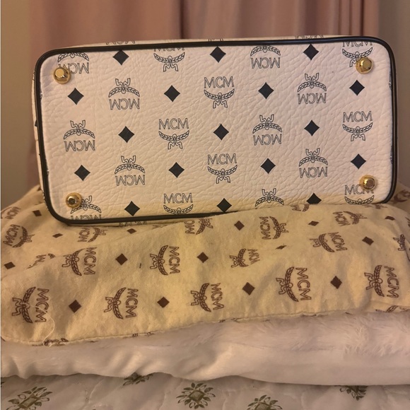 MCM white with Gold Zipper Accent - Picture 3 of 6